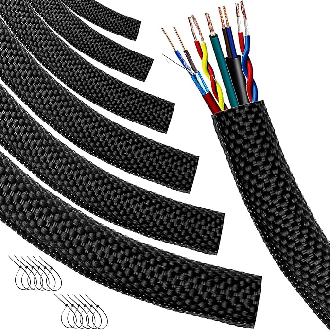 Automotive Wire Loom High Temperature Black Braided Wire Loom, 6.6ft-1.25inch by MTJSWXSY