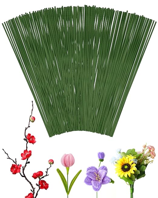 100 PCS 18 Gauge Green Floral Wire Stems by FIVEIZERO
