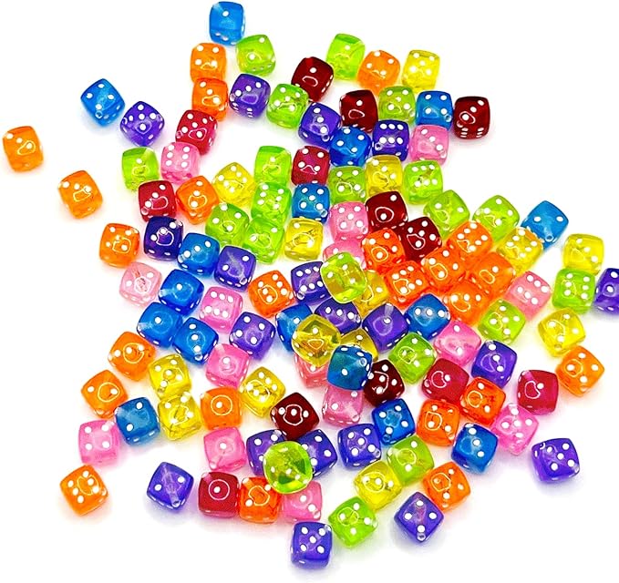 120PCS Transparent Colorful Dice Beads, Fun Dice Shaped Acrylic Beads by Unknown