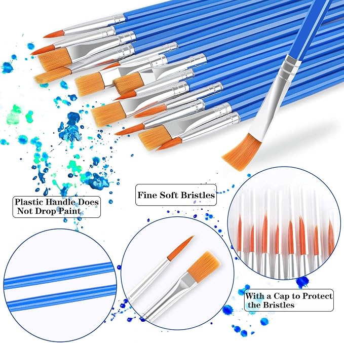 DECYOOL 60 Pcs Paint Brushes, Round Flat Small Brush Bulk - Image 3