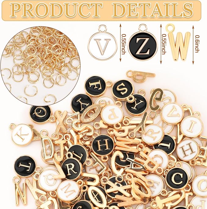 SANNIX 156Pcs/6 Sets A-Z Letter Charms, Initial Alphabet Metal Charms - Image 2