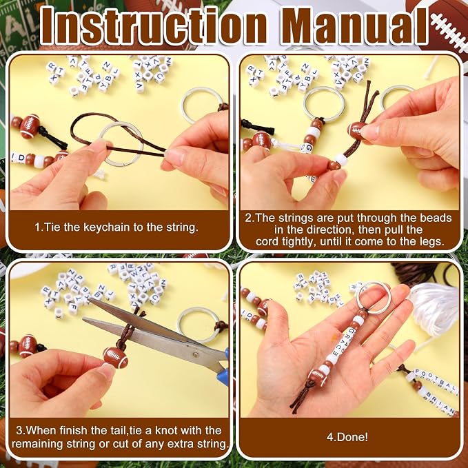 Landical 564 Pcs Football Keychain Making Kit DIY Football Bead Key Chain Craft - Image 2