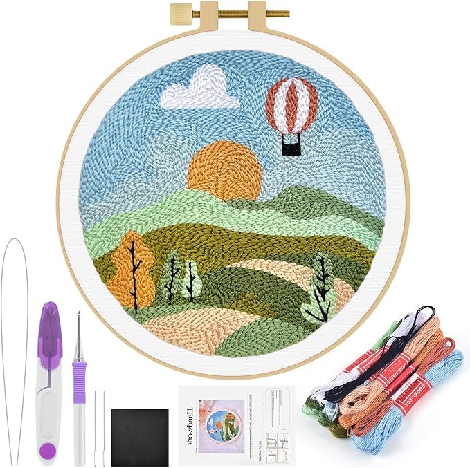 ERKOON Punch Needle Kit Adults Beginners, DIY Easy Landscapes Embroidery Set by ERKOON