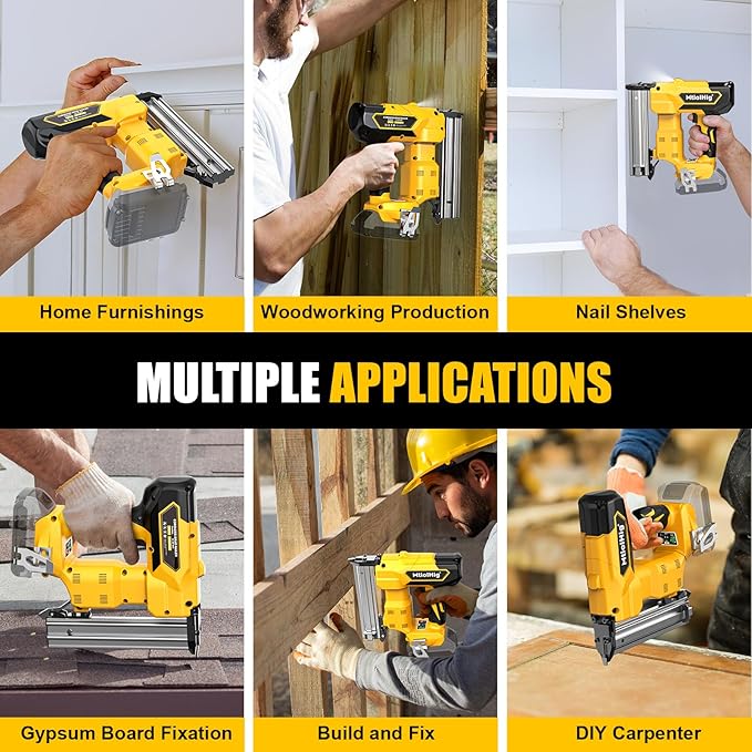Cordless 18GA Brad Nailer Compatible with Dewalt 20V Max, 18 Gauge Nail Gun with 1000 Nials for Wood Carpentry, Brushless, 2 Mode, 5/8 to 1-1/4 Inch, Tool Only