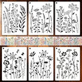 6 PCS Wildflower Stencils for Painting, Reusable Large Floral for Crafts | by UpChoNice