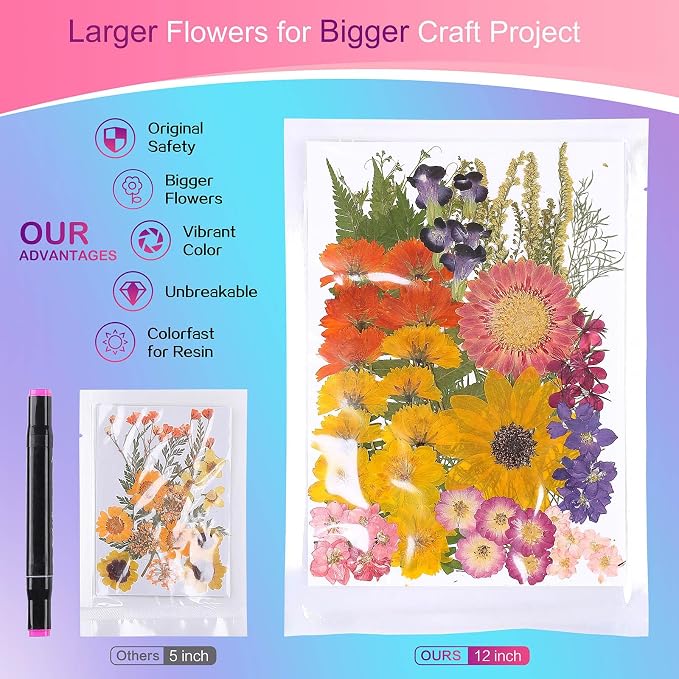 12“ Large Bulk Summer Dried Pressed Flowers - Image 2