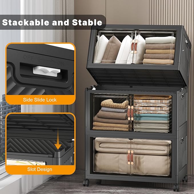 UAMFURI Stackable Storage Bins, 896QT Collapsible Drawers - Image 6