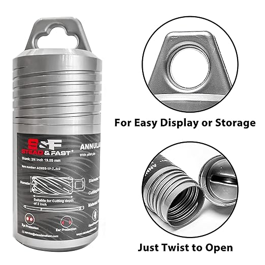 S&F STEAD & FAST Mag Drill Bits 1-3/4" Diameter 2" Cutting Depth, 1Pc, Annular Cutter with Pilot Pin for Magnetic Drill Press