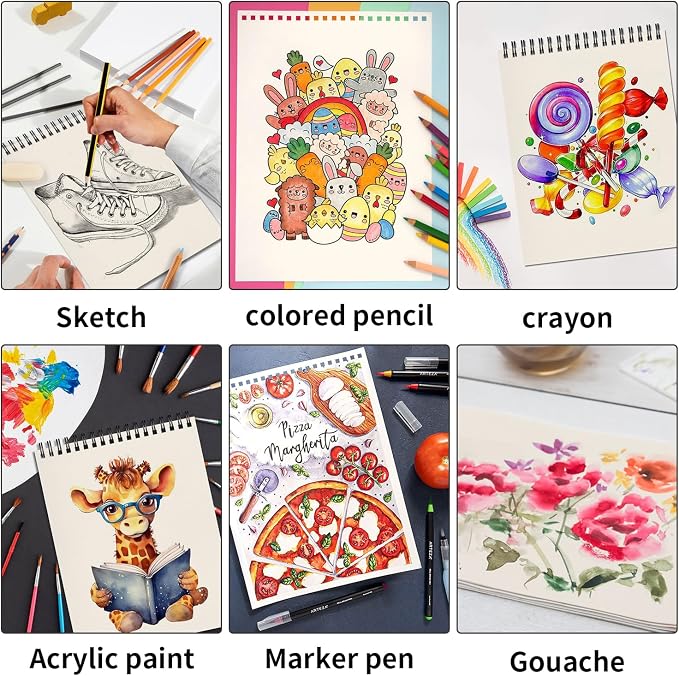 OSIMIG 10 Pack 5.5" x 8.5" Sketch Books, 300 Sheet Drawing Paper, Mini - Image 6