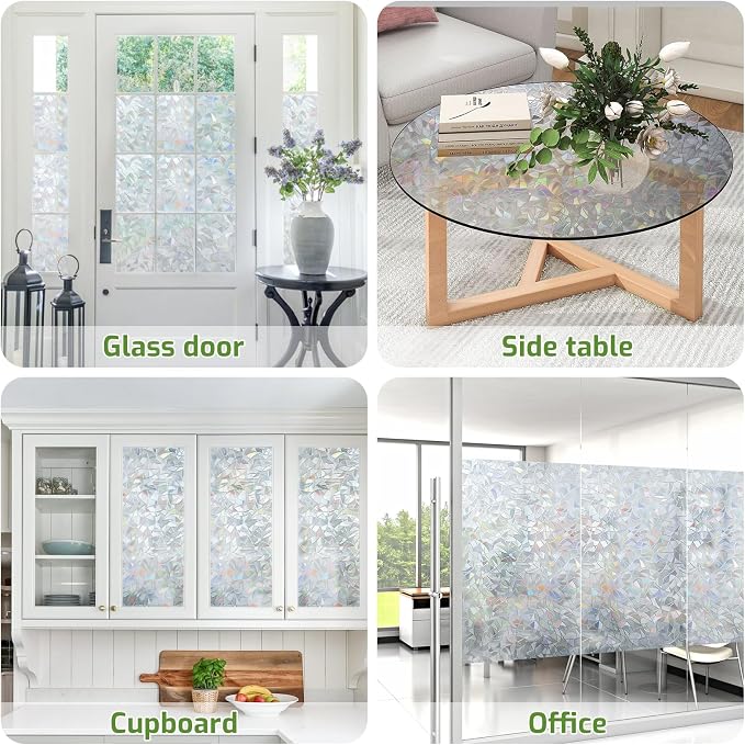 LUTE Rainbow Window Privacy Film, Stained Cling, 35.4" x 78.7" | 3D Decorative - Image 5