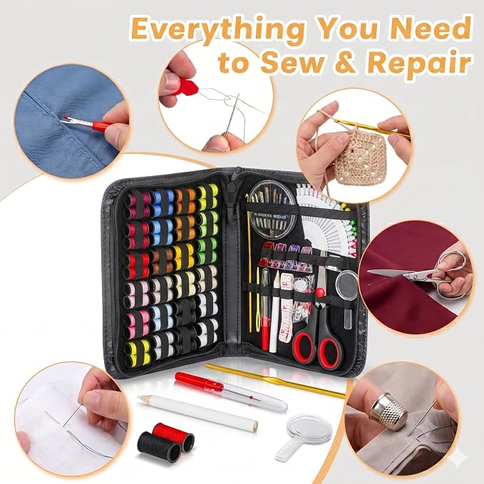 119-Piece Travel Sewing Kit for Adults & Kids, Small Needle & Thread Kit | Mini - Image 5