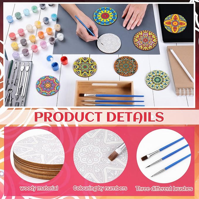 Reallnaive 8 Pcs Mandala Paint by Numbers Kit - Image 4