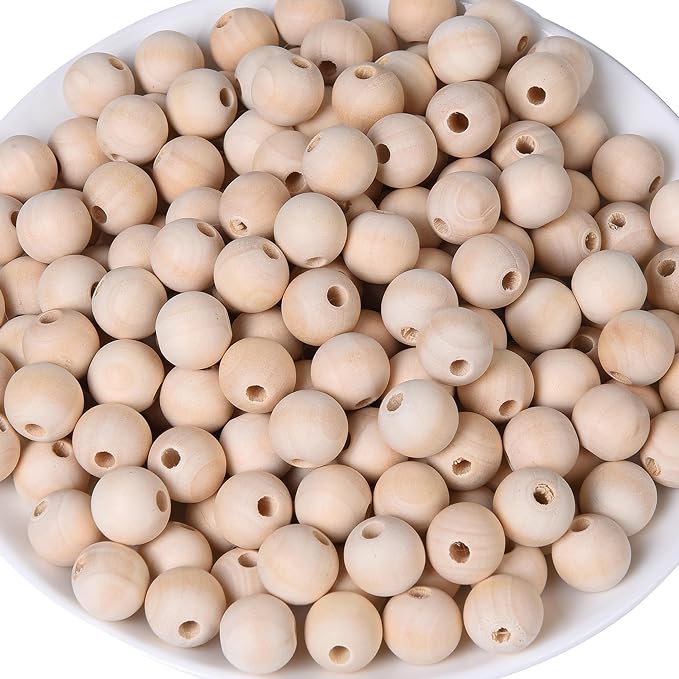 240PCS Natural Round Wooden Beads by QDXATIVP