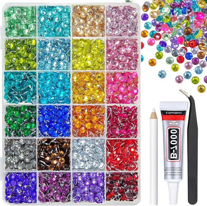 qiipii 24 Color 6mm Crystal Resin Rhinestones by qiipii