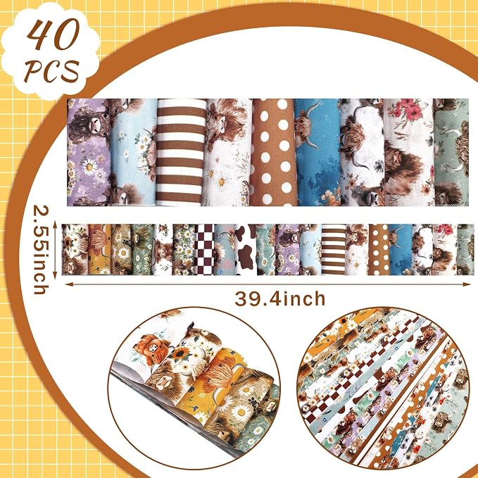 Hosuly 40 Pcs Highland Cow Jelly Fabric - Image 2