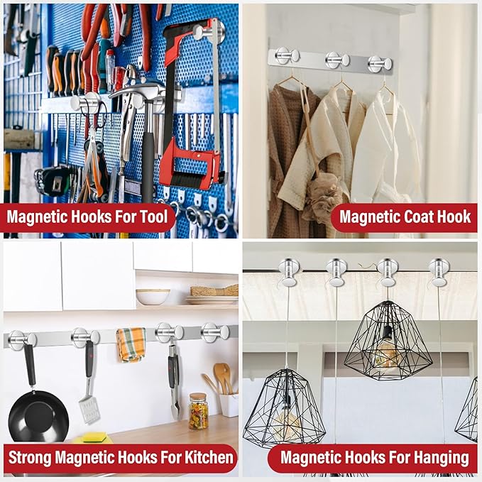 Cruise Essentials - 150Lb Heavy Duty Magnetic Hooks for Cabins, Garage & Grill - 6Pcs