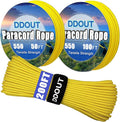 Paracord Nylon Rope Yellow 50ft with 7-Strand Core, 10 Colors and 50/100/200 ft, Type III Parachute Cord 4mm for Camping, Survival, Hiking, DIY, Crafting, Outdoor Utility Rope