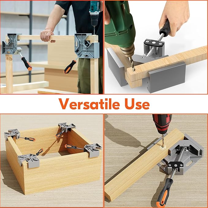 4 Pack Right Angle Clamp, Single Handle 90° Aluminum Alloy Corner Clamp, With Adjustable Swing Jaw 90° degree corner clamps for welding, woodworking