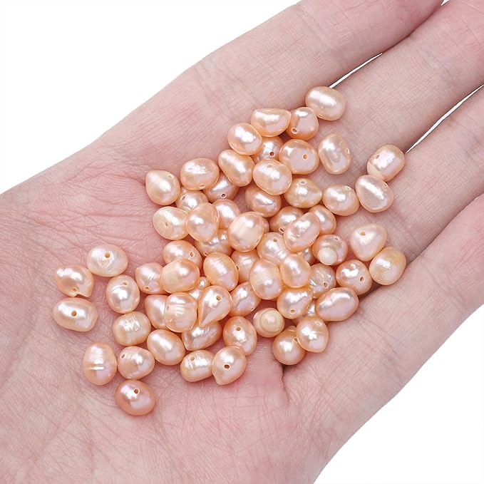 Natural Pearl Beads Potato 5-6mm Pink Freshwater Cultured Loose Gemstone Beads for DIY Jewelry Making 13.8''/Strand HQ