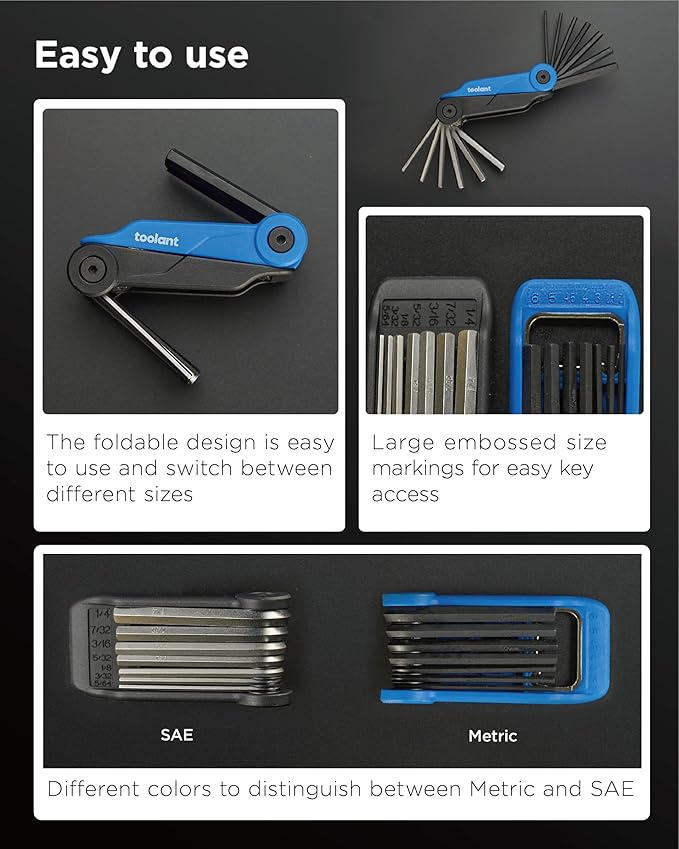 14PCS Folding Allen Wrenches Sets(Metric and SAE), Metric Allen Key Set 2mm- 6mm, SAE Hex Key Set 5/64”- 1/4", Folding Hex Keys for Home Repair and Bikes（EDC）