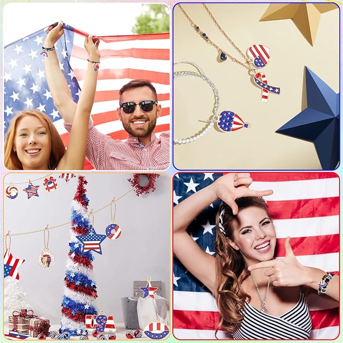 SANNIX 110Pcs Independence Day Charms, Patriotic Charms 4th of July Red White - Image 7