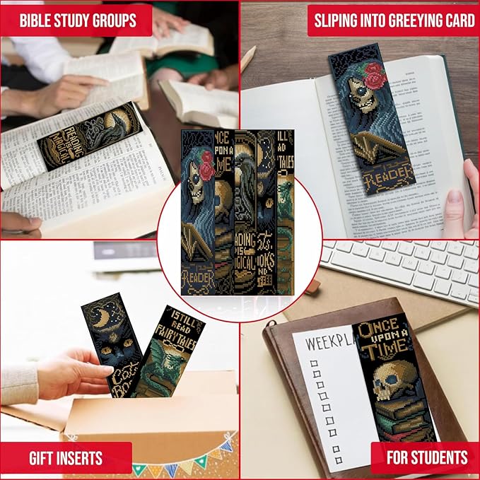5 Pcs Gothic Stamped Cross Stitch Bookmark Kits - Image 5