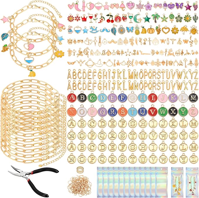 Jupwalz 478 Pcs Gold Charm Bracelet Making Kit by Jupwalz