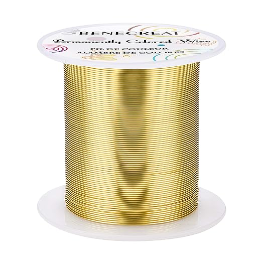 BENECREAT 22 Gauge 164FT Tarnish Resistant Gold Wire Jewelry Beading Wire by BENECREAT