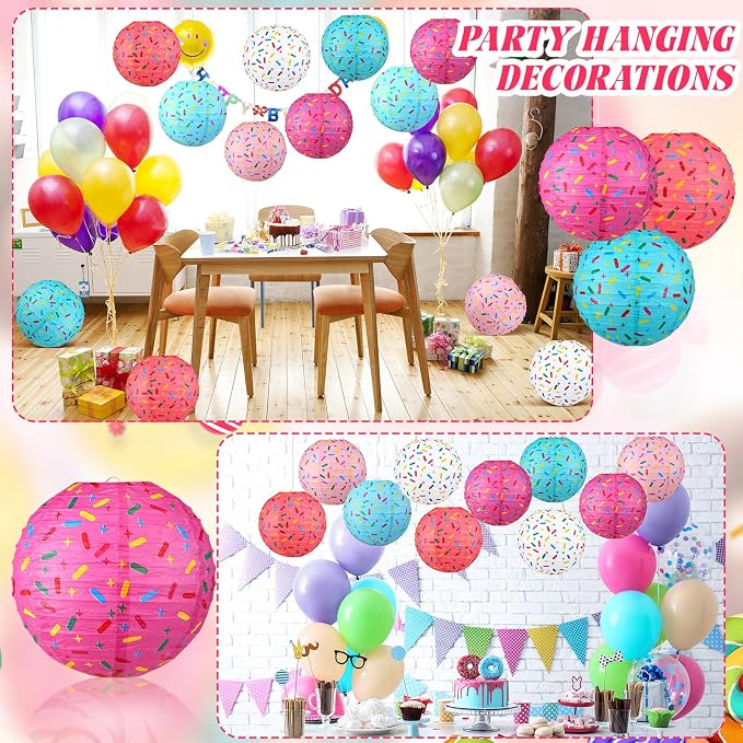Panelee 12 Pcs Donut Paper Lanterns Party Decorations 8 Inch Hanging Round - Image 6