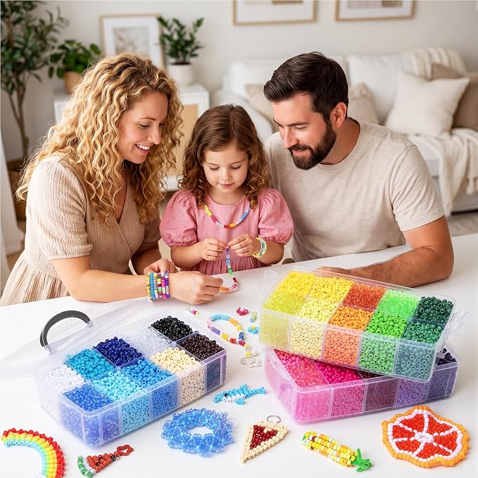 Simetufy 14000Pcs Pony Beads Bulk, 30 Colors 6x9 Kandi Beads - Image 8