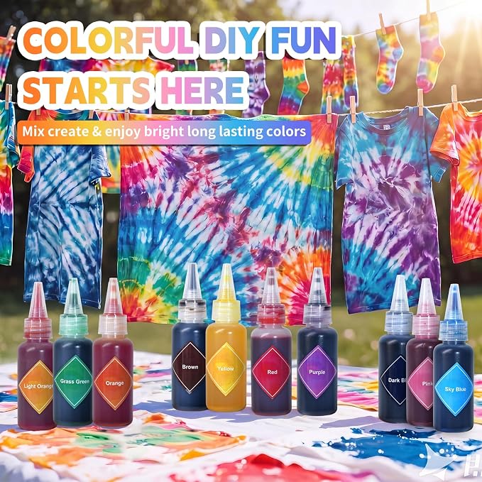 Tie Dye Kit, 10 Colors Tie Dye Set, One-Step Fabric Dye Supplies - Image 6