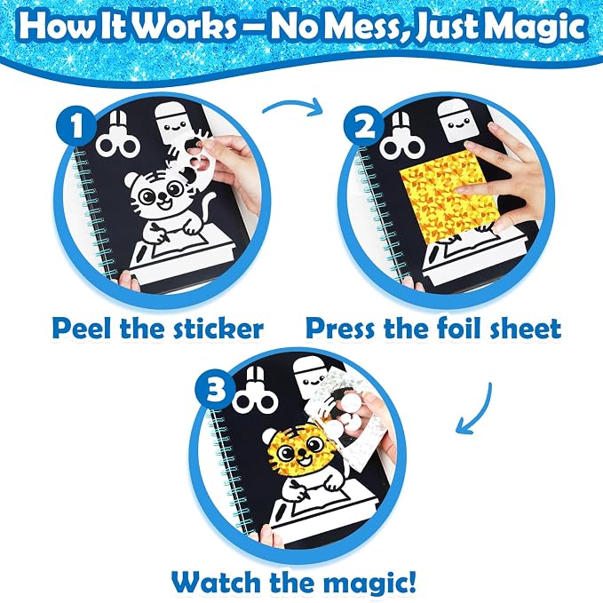 FUNNYB&G Foil Art Craft Kit for Boys 4-10 Years Old: Mess-Free & No-Glue - Image 4