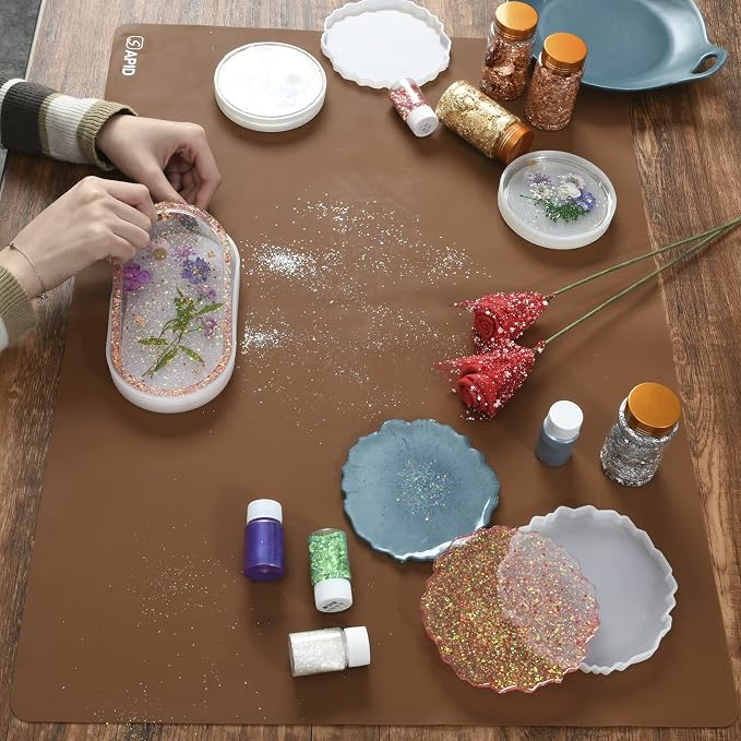 Sapid 2Pcs Thick Silicone Mat for Crafts, Nonstick Silicon Sheet for Epoxy Resin - Image 5