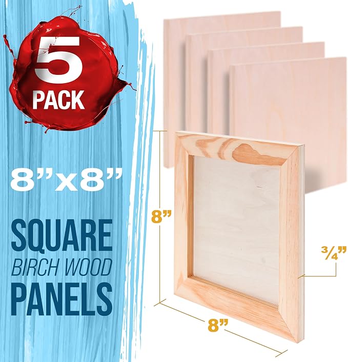 U.S. Art Supply 08" x 08" Unfinished Cradled Wood Panels - Image 2