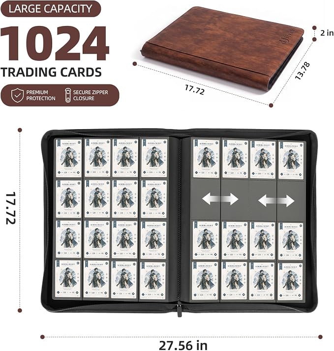 Card Binder 16 Pocket, Premium 1024 Double Sided Pocket Collection Binder - Image 3
