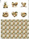 Rustic Patchwork Cotton Fabric Panel – 6 Designs + Bonus Patchwork Sheet by FabricsTown