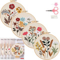 COCOMOX Floral Embroidery Kit, 4 Sets Simple Flower Pattern Embroidery Practice by COCOMOX