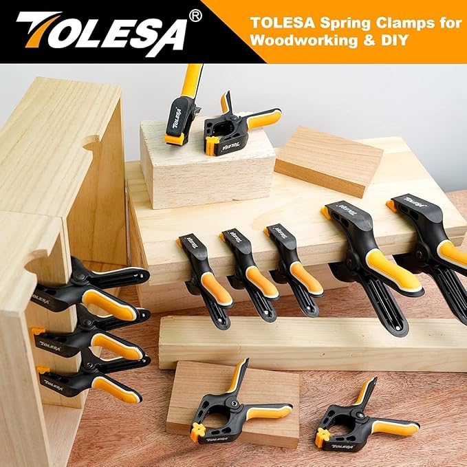 TOLESA Heavy Duty Spring Clamps 7 Inch 10 Pcs Large Wood Clamps with 30Lbs Powerful Clamping Force Deep Throat Nylon Clamps for Woodworking Photography Backdrop Household Use Cover Holding Wood Gluing