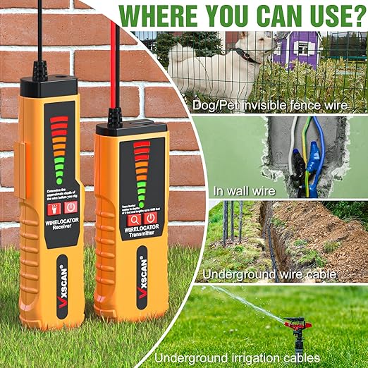 F04 Underground Wire Locator Tracer Tone Generator Kit and Probe with Earphone, Buried Wire Tester for Locating Breakage Cables & Wires Dog Fence Cables