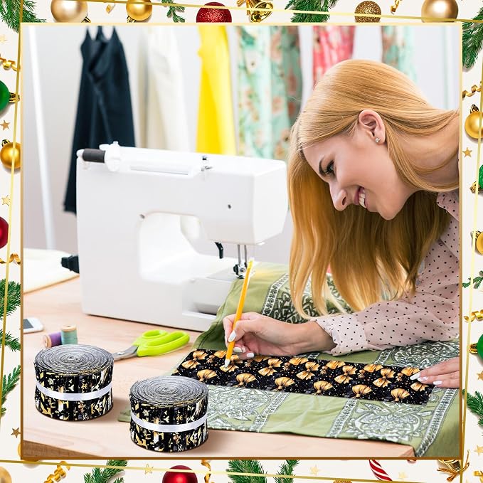 Hosuly 40 Pcs Black Gold Christmas Jelly Fabric - Image 3