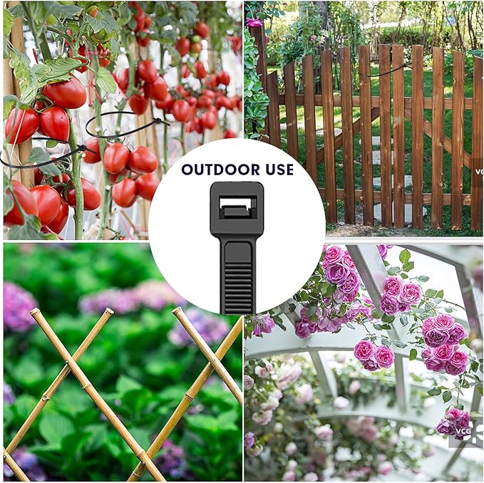 Zip Ties, RAZCC 1200pcs Black Cable Zip Ties 16 Inch, Heavy Duty Plastic Wire Ties with 70lb Tensile Strength, Self-Locking Black Nylon Tie Wraps for Indoor and Outdoor