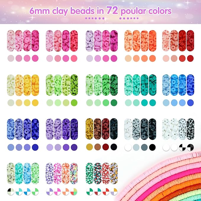 Gionlion Clay Beads Friendship Bracelet Making Kit, 72 Colors Preppy Clay A-Z - Image 3