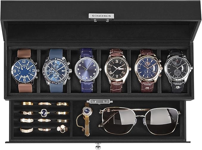 SONGMICS Watch Box, 6-Slot Watch Case Organizer by Unknown