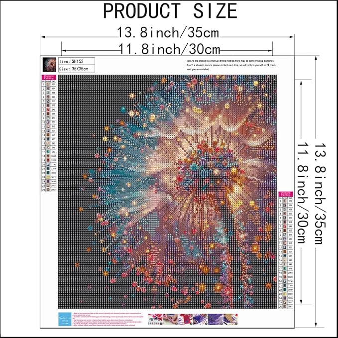 SHICERNHJ 5D Diamond Art Kits for Adults, Dandelion Full Drill Diamond Dots for - Image 5