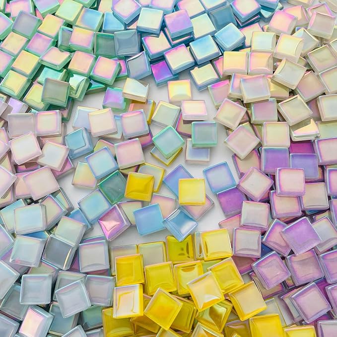 LITMIND 1.1LB Iridescent Mix Crystal Glass Mosaic Tiles – 0.6 Inch Square - Image 7