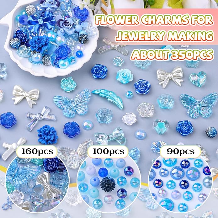 350 Pieces 3D Resin ABS Colorful Rose Flower Bows Butterfly Charms - Image 2