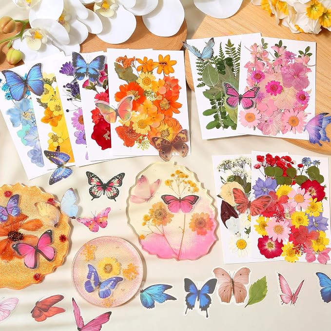 318 PCS Pressed Flowers Butterfly Stickers - Image 6