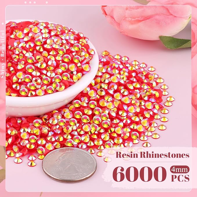 6000PCS 4mm Resin Jelly Rhinestones in Bulk, Bedazzling Flatback Crystals - Image 2