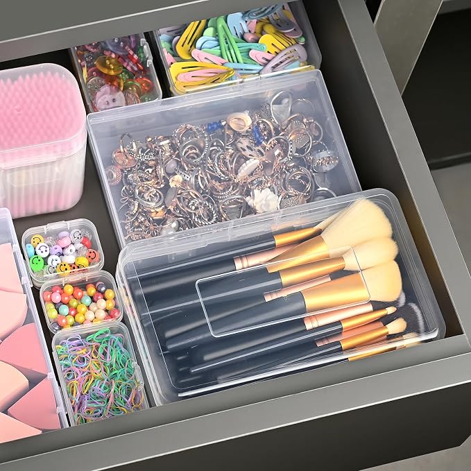 28 Pack Mixed Sizes Rectangular Mini Plastic Containers Clear Plastic Storage - Image 7