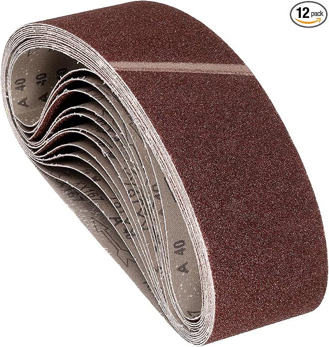 12 Pcs Sanding Belts 3 x 24 Inch 40 Grit Aluminum Oxide Abrasive Sandpaper for Belt Sander Metal Grinding Wood Working Weld Rust Removal